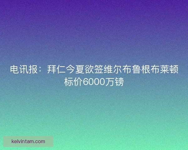 电讯报：拜仁今夏欲签维尔布鲁根布莱顿标价6000万镑