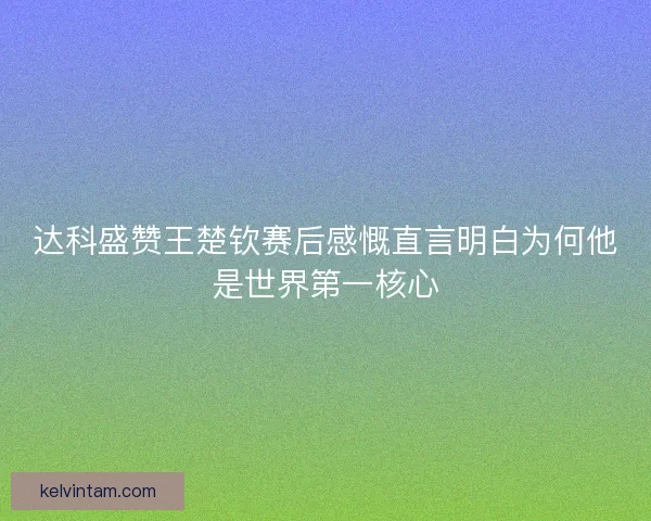 达科盛赞王楚钦赛后感慨直言明白为何他是世界第一核心